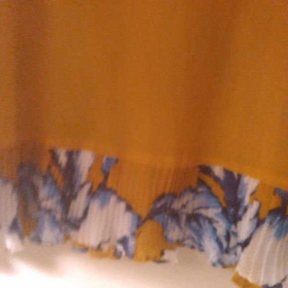 Fever Yellow and Blue Leaf Print Sleeveless Summer Dress XL - Picture 5 of 11